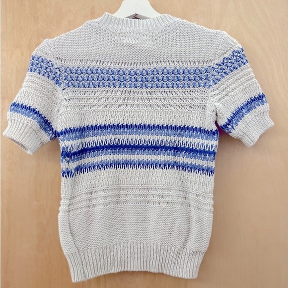 Current/Elliott Cream and Blue Crewneck Sweater - Picture 9 of 13